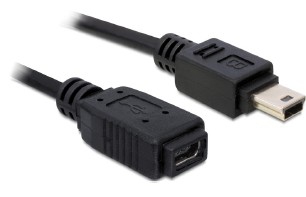EU Product - USB Verl. Delock Mini-B -> Mini-B St/Bu 1.00m sw thumbnail