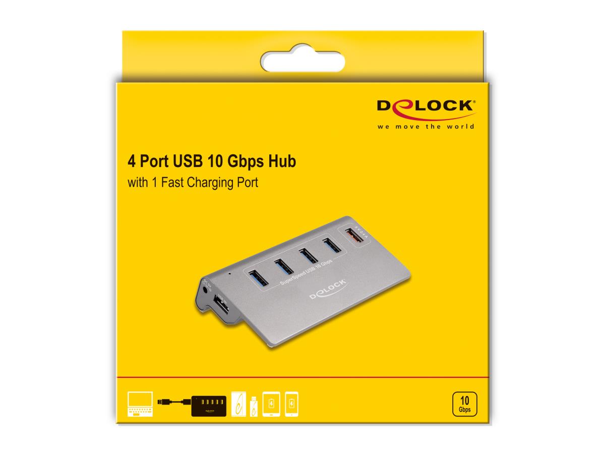 EU Product - USB 10 Gbps Hubmit 4USB Typ-A Ports+1 Schnellladeport thumbnail