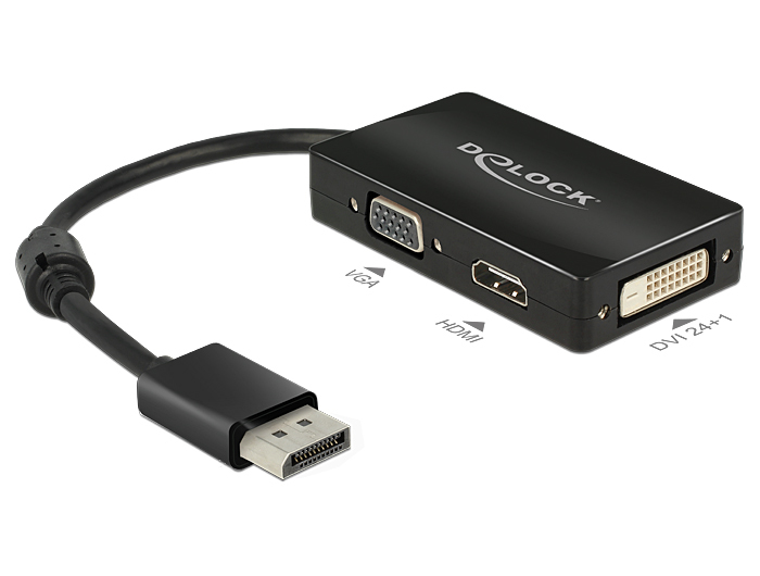 EU Product - Adapter DisplayPort 1.2 (DP) auf VGA/HDMI/DVI  passiv black thumbnail