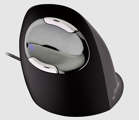 VerticalMouse D - Right handed USB wired - Small.  The New D or version 6 is the latest revision of the award winning Evoluent mouse. Improvements include laser sensor; contoured buttons improving feel and response; Extra wide lip along the bottom edge pr thumbnail