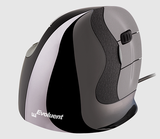 VerticalMouse D - Right handed USB wired - Small.  The New D or version 6 is the latest revision of the award winning Evoluent mouse. Improvements include laser sensor; contoured buttons improving feel and response; Extra wide lip along the bottom edge pr thumbnail