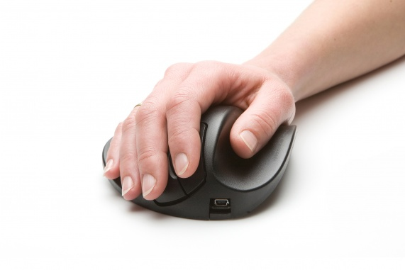 BakkerElkhuizen/Hippus HandShoe Righthanded Large Wireless LightClick ergonomic mouse supporting hand position which can help prevent the onset or reduce the pains caused by upper-limb disorders such as RSI and Carpel tunnel syndrome. thumbnail