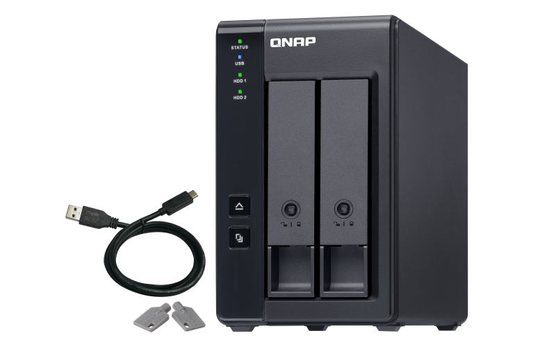 2-bay 3.5in SATA HDD USB 3.0 type-C hardware RAID external enclosure. USB-C to USB-A cable included. Expansion unit for QNAP NAS Windows Mac Linux computers. thumbnail
