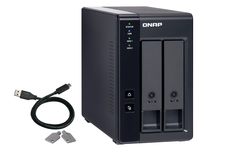 2-bay 3.5in SATA HDD USB 3.0 type-C hardware RAID external enclosure. USB-C to USB-A cable included. Expansion unit for QNAP NAS Windows Mac Linux computers. thumbnail