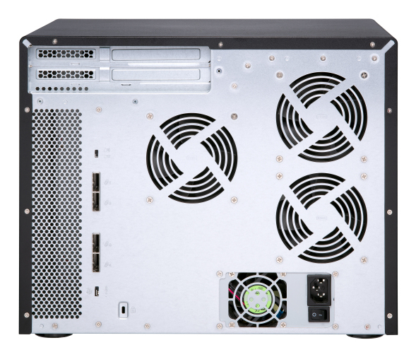 16-bay desktop SATA JBOD expansion unit with a QXP-1600eS PCIe SATA host card and 4 SFF-8088 to SFF-8644 SAS/SATA 6Gb/s external cables. thumbnail