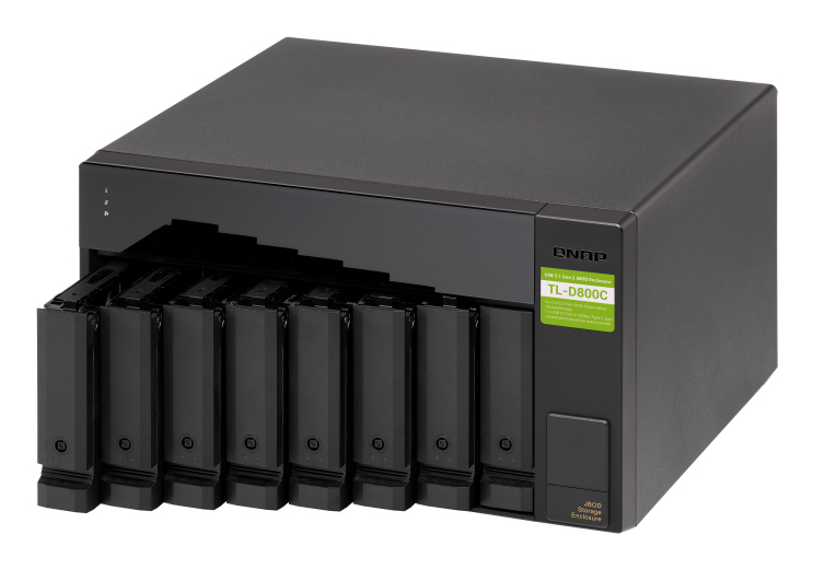 8-bay desktop USB-C 3.1 Gen2 10Gbps JBOD expansion unit  with a 1-meter USB-C to USB-A 3.1 Gen2 cable. thumbnail