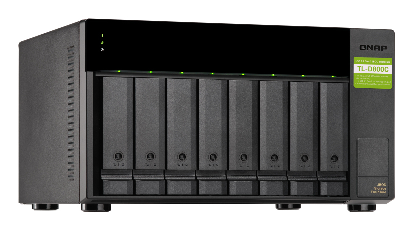 8-bay desktop USB-C 3.1 Gen2 10Gbps JBOD expansion unit  with a 1-meter USB-C to USB-A 3.1 Gen2 cable. thumbnail