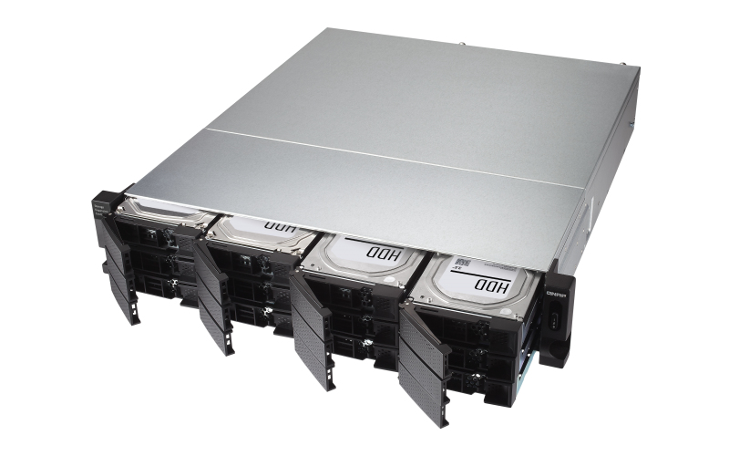 12-bay 2U rackmount USB-C 3.1 Gen2 10Gbps JBOD expansion unit redundant PSU with a 1-meter USB-C to USB-A 3.1 Gen2 cable. thumbnail