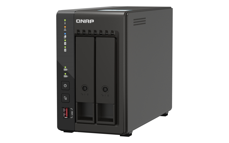 2-bay desktop NAS Intel Celeron J6412 4C 2.0GHz burst 2.6GHz onboard 8GB RAM 2 x HDMI 1.4b 2x M.2 2280 PCIe slots 2x 2.5GbE 2x USB-A 3.2 Gen2 2x USB 2.0 thumbnail