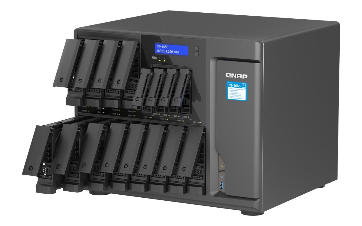 16-Bay NAS | Intel Atom C5125 8-core/8-thread 2.8GHz processor | 8 GB UDIMM DDR4 non-ECC (1 x 8GB) | 4 x UDIMM DDR4 slots with ECC supported | 16 x 2.5in/3.5in SATA HDD/SSD bays + 4 x 2.5in SATA SSD bays | 2 x M.2 2280 PCIe Gen3 x2 slots | thumbnail