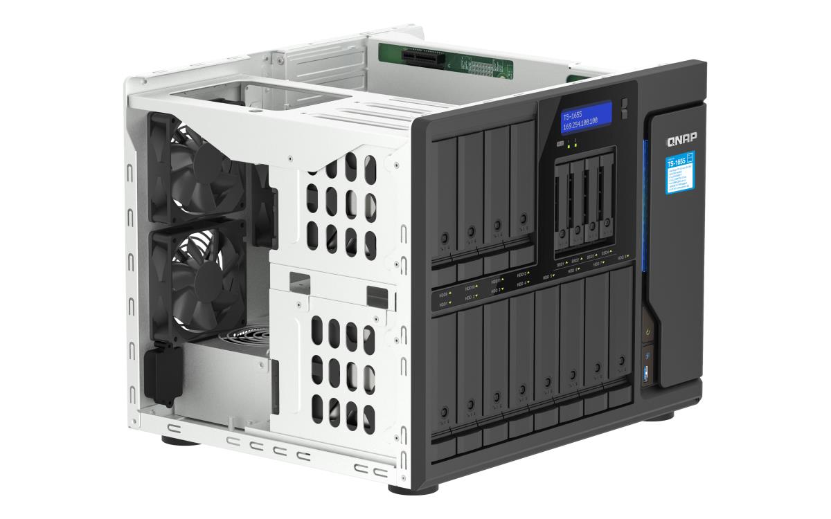 16-Bay NAS | Intel Atom C5125 8-core/8-thread 2.8GHz processor | 8 GB UDIMM DDR4 non-ECC (1 x 8GB) | 4 x UDIMM DDR4 slots with ECC supported | 16 x 2.5in/3.5in SATA HDD/SSD bays + 4 x 2.5in SATA SSD bays | 2 x M.2 2280 PCIe Gen3 x2 slots | thumbnail