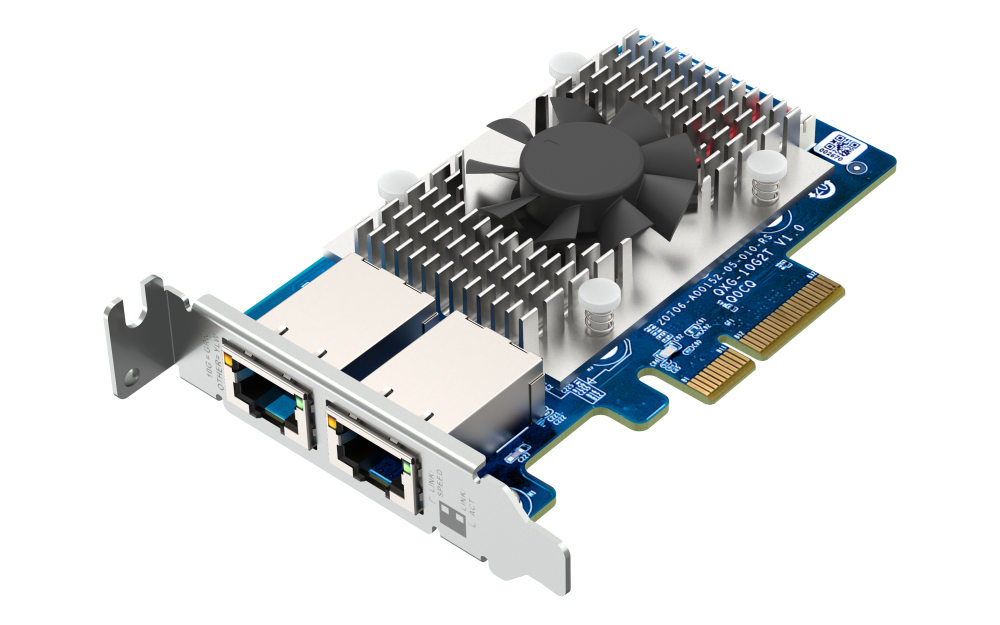 Dual-port BASET 10GbE network expansion card low-profile form factor PCIe Gen3 x4 Aquantia AQC107 thumbnail