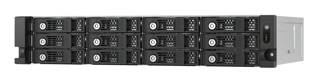 12-bay 2U rackmount PCIe interface SATA JBOD expansion enclosure 2.5/3.5 SATA 6Gbps drives 2 ports (SFF-8644 1x2) short depth 14.59-inch / 370.65mm redundant PSU without rail kit. support TS-h3087XU-RP? TS-h2287XU-RP TS-h1887XU-RP? TS-h987XU-RP? TDS- thumbnail