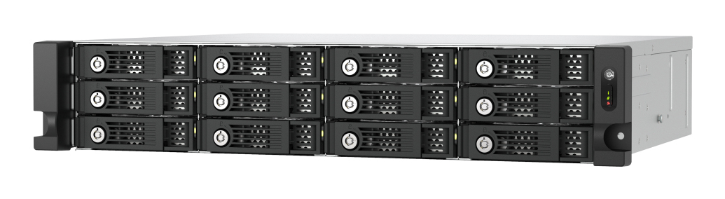 12-bay 2U rackmount PCIe interface SATA JBOD expansion enclosure 2.5/3.5 SATA 6Gbps drives 2 ports (SFF-8644 1x2) short depth 14.59-inch / 370.65mm redundant PSU without rail kit. support TS-h3087XU-RP? TS-h2287XU-RP TS-h1887XU-RP? TS-h987XU-RP? TDS- thumbnail