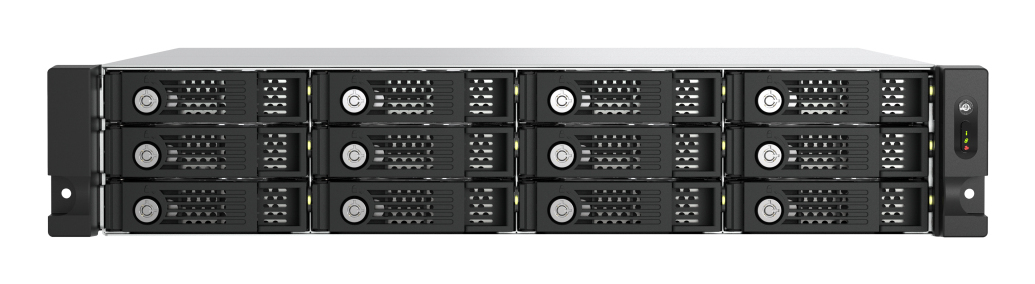 12-bay 2U rackmount PCIe interface SATA JBOD expansion enclosure 2.5/3.5 SATA 6Gbps drives 2 ports (SFF-8644 1x2) short depth 14.59-inch / 370.65mm redundant PSU without rail kit. support TS-h3087XU-RP? TS-h2287XU-RP TS-h1887XU-RP? TS-h987XU-RP? TDS- thumbnail