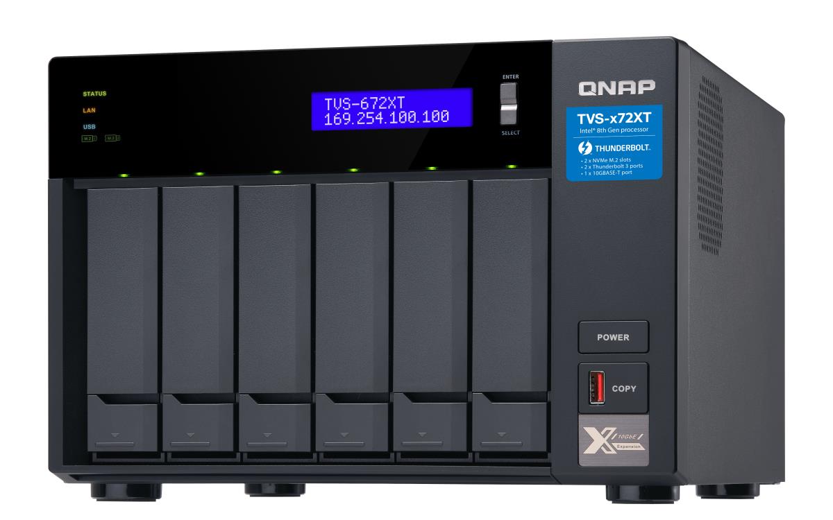 QNAP TVS-672XT NAS Tower Ethernet LAN Black i3-8100T thumbnail