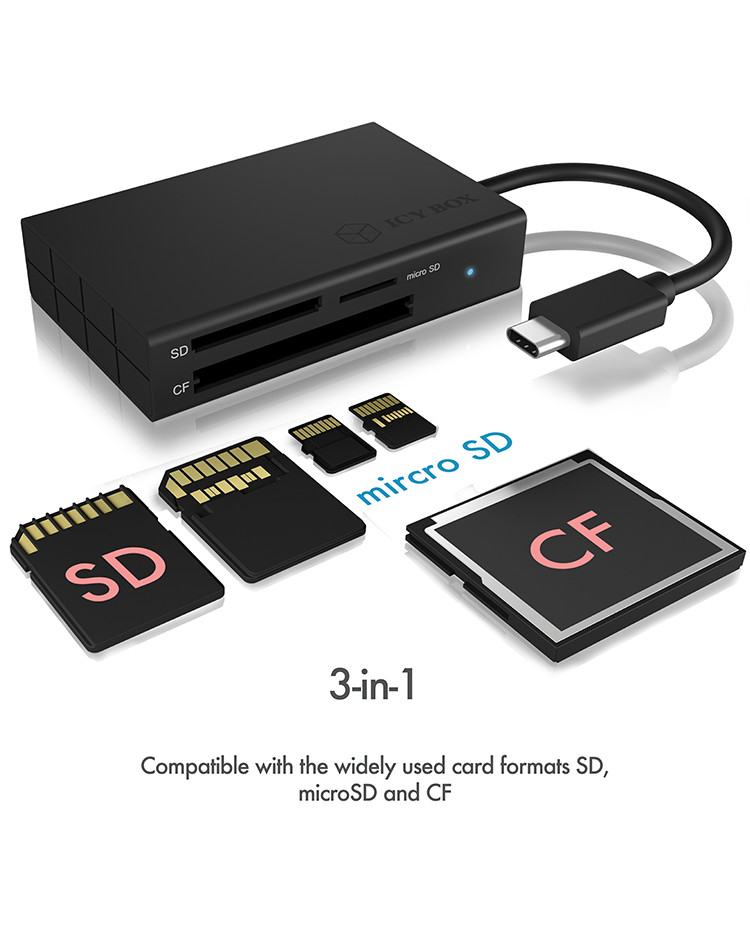 EU Product - Adapter IcyBox ext. Kartenleser USB TypeC -> SD/microSD/CF retail thumbnail