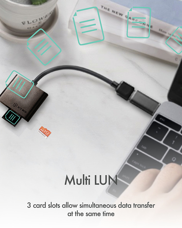 EU Product - MultiReader IcyBox       3xCard CF,SD,microSD IB-CR301-U3 retail thumbnail