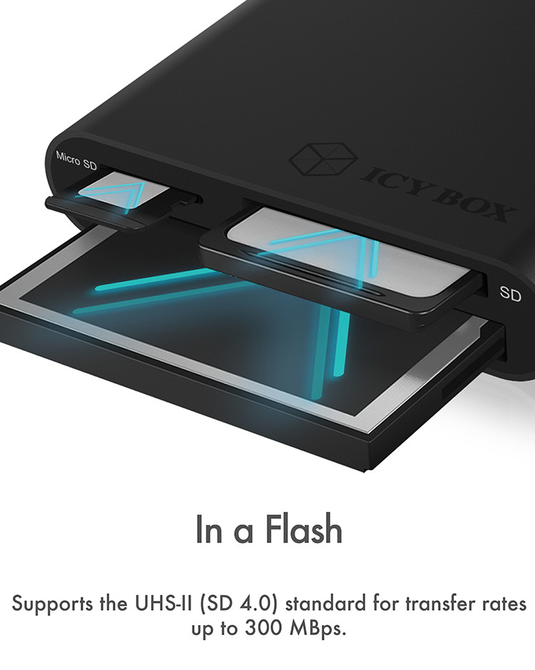 EU Product - MultiReader IcyBox       3xCard CF,SD,microSD IB-CR301-U3 retail thumbnail