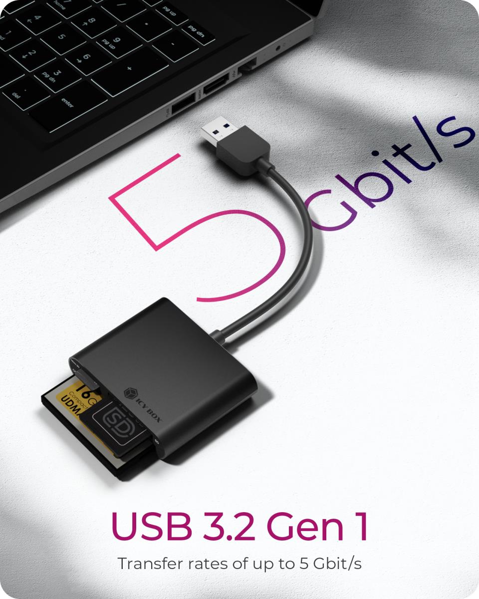 EU Product - MultiReader IcyBox       3xCard CF,SD,microSD IB-CR301-U3 retail thumbnail