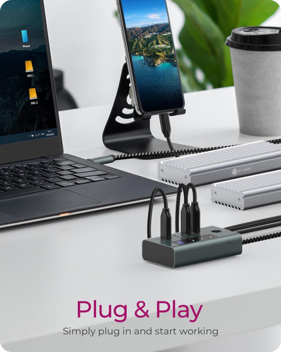 EU Product - Hub  4-Port IcyBox Hub USB 3.2 Gen 2 Type-C retail thumbnail
