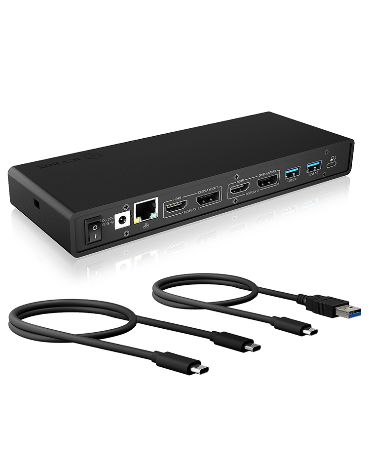 EU Product - Dockingstation IcyBox USB Type-C mit 2 Videoschnittstellen retail thumbnail