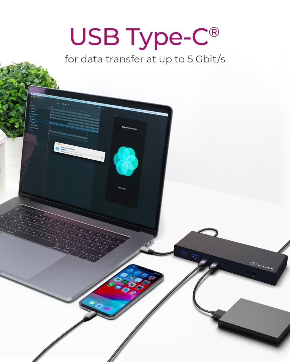 EU Product - Dockingstation IcyBox USB Type-C mit 2 Videoschnittstellen retail thumbnail