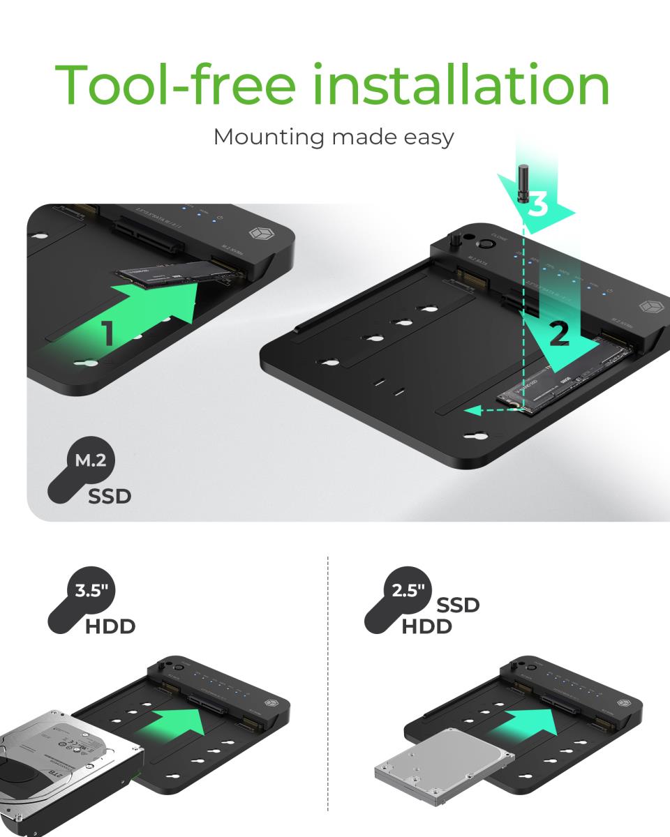 EU Product - IB-2915MSCL-C31 - Docking & CloneStation fr M.2 NVMe & SATA SSD & 2.5/3.5 thumbnail
