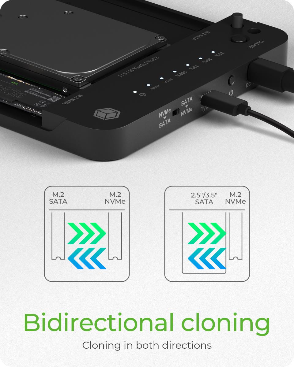 EU Product - IB-2915MSCL-C31 - Docking & CloneStation fr M.2 NVMe & SATA SSD & 2.5/3.5 thumbnail