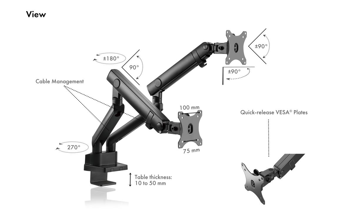 EU Product - Schreibtischhalterung fr 2 Monitore bis 32