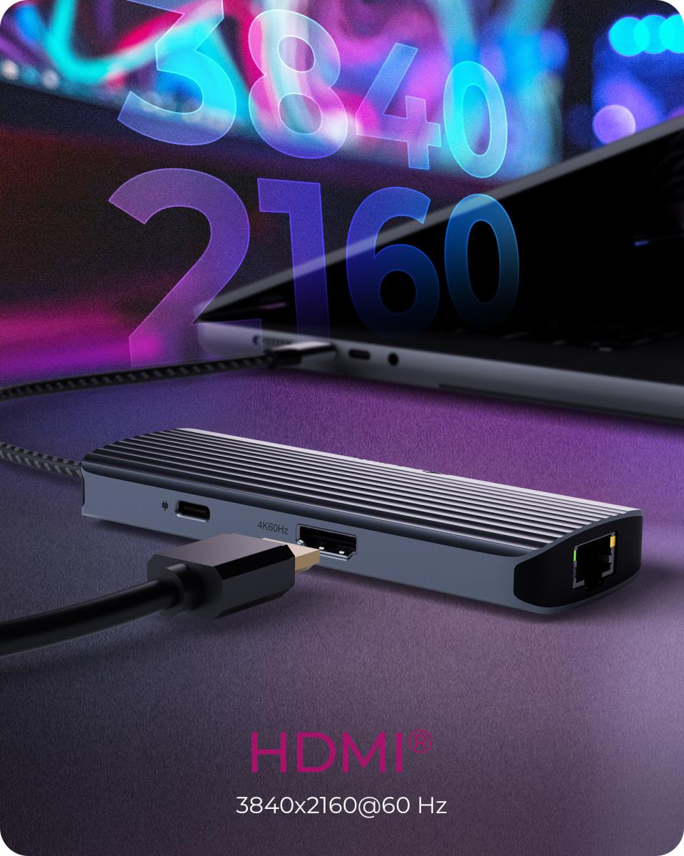 EU Product - 6-in-1 Travel Docking 1 HDMI 4K60Hz 3 Usb-A 5Gbit/s 1x LAN RJ45 1 Gbit/s 1 thumbnail