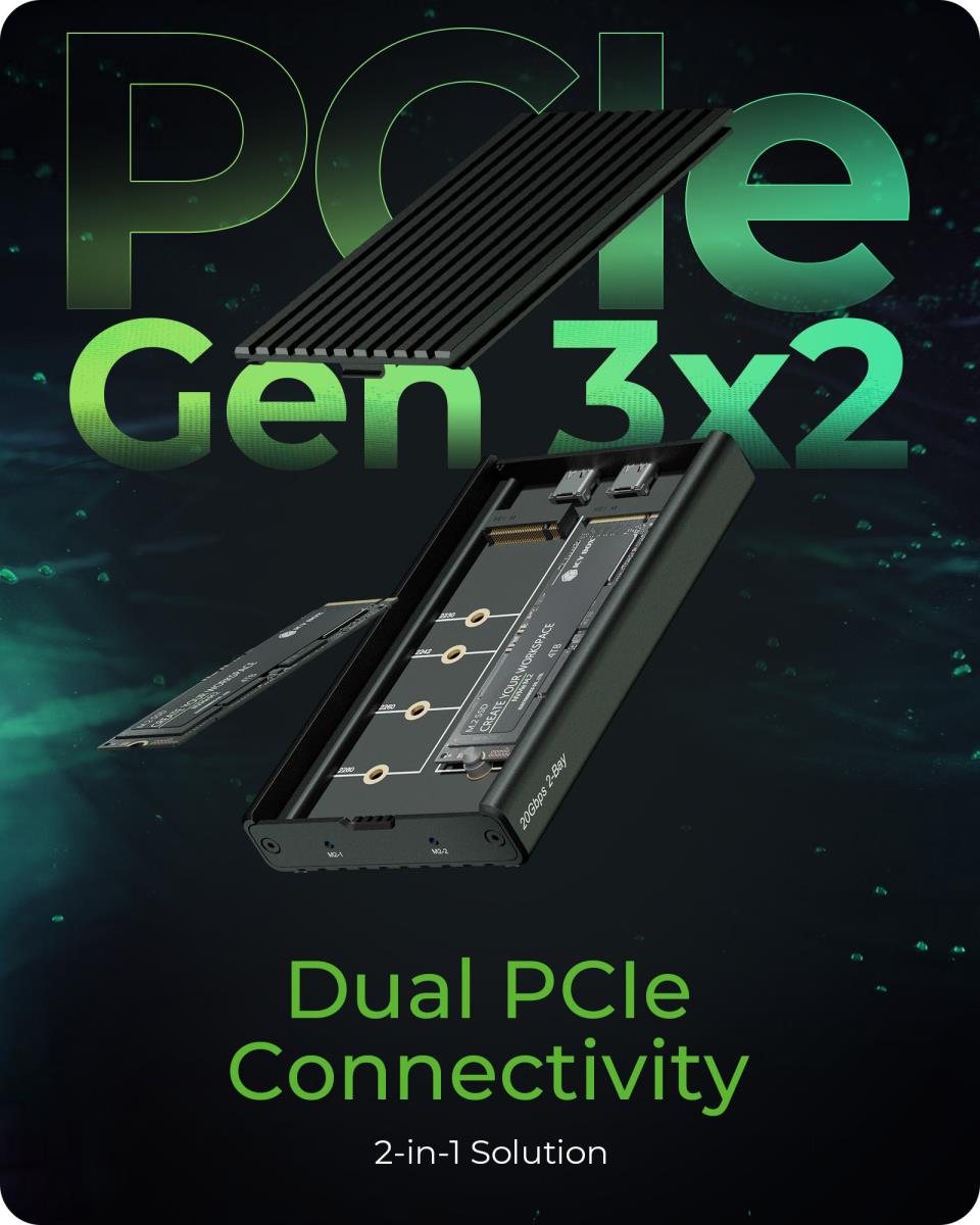 EU Product - Geh. IcyBox USB 3.2 Gen2x2 Type-C 2-fach M.2 PCle NVMe thumbnail