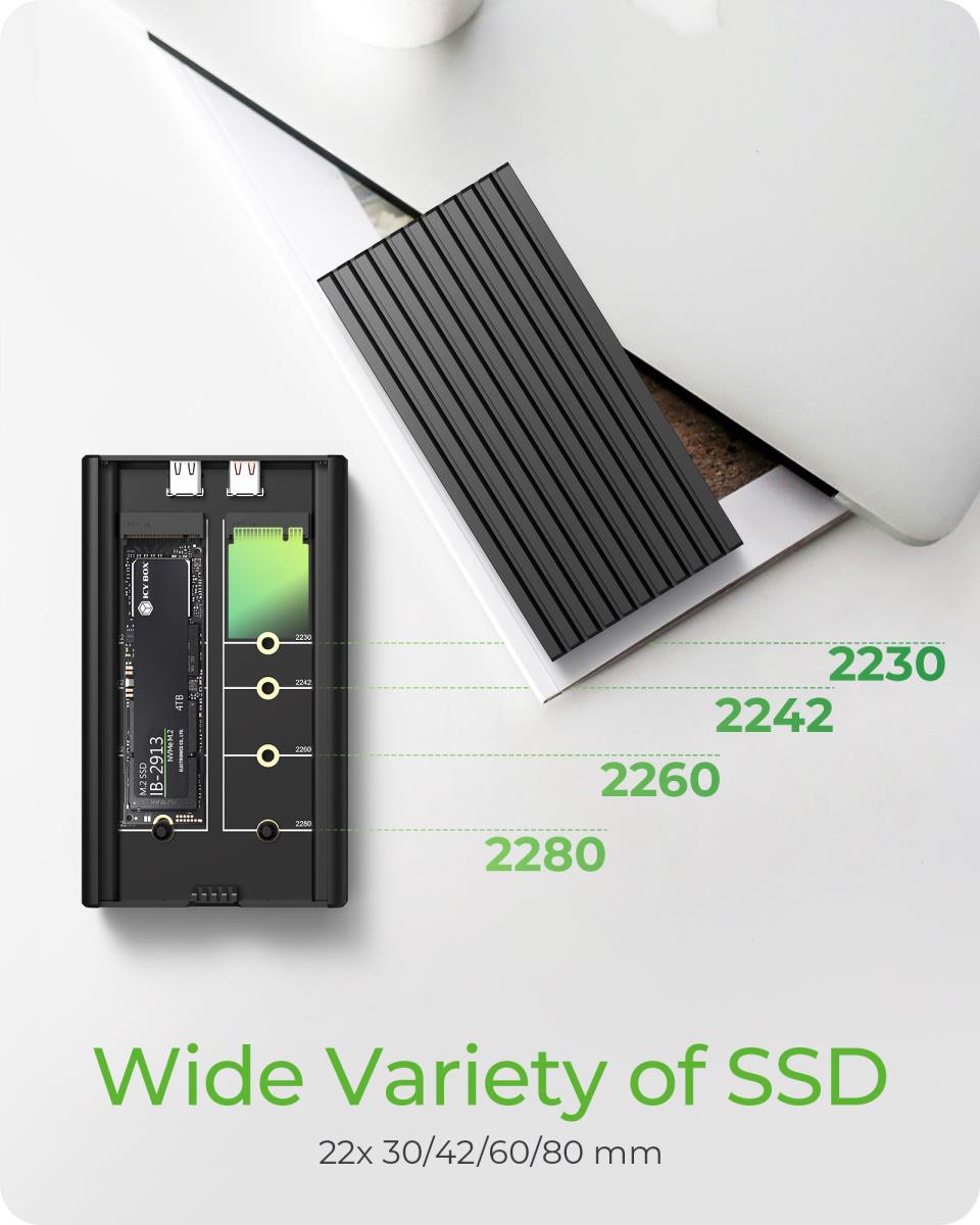 EU Product - Geh. IcyBox USB 3.2 Gen2x2 Type-C 2-fach M.2 PCle NVMe thumbnail