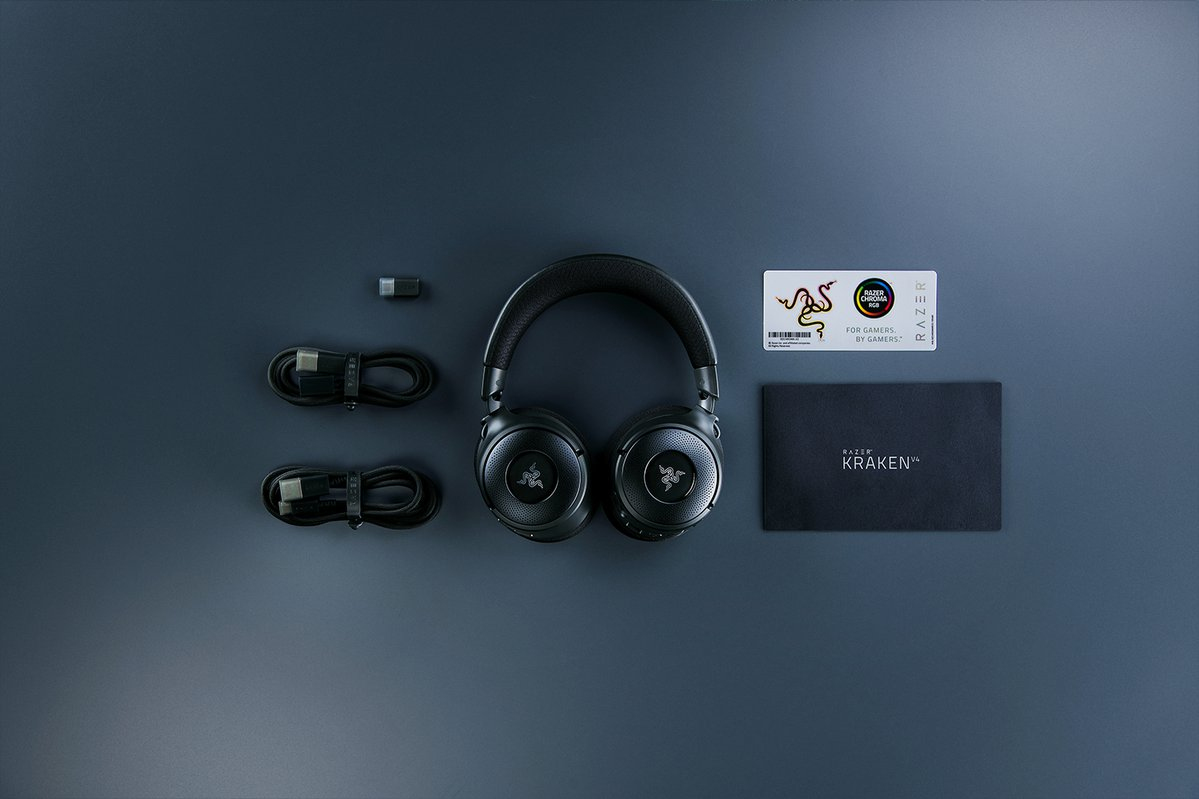 Kraken V4 - Headset - full size - Bluetooth / 2.4 GHz radio frequency - wireless, wired - USB-A, USB-C thumbnail