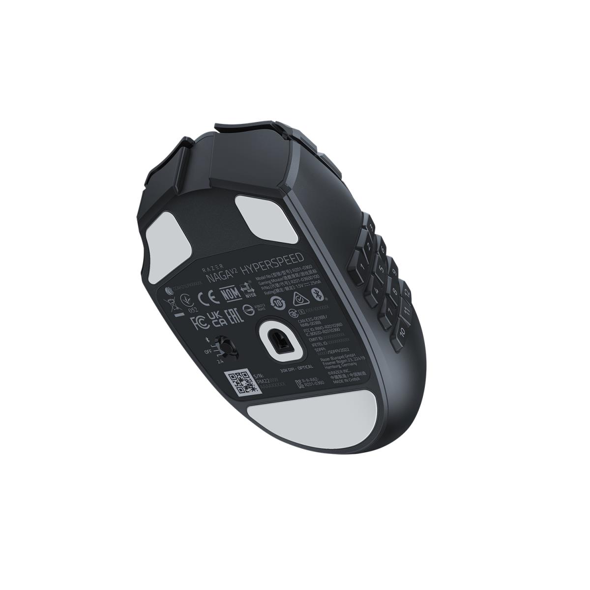 Naga V2 HyperSpeed - Mouse - ergonomic - right-handed - optical - 21 buttons - wireless - Bluetooth, 2.4 GHz - USB wireless receiver thumbnail
