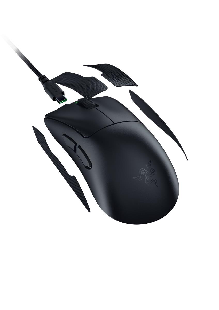 DeathAdder V4 Pro - Mouse - ergonomic - right-handed - optical - 6 buttons - wireless, wired - USB - black thumbnail