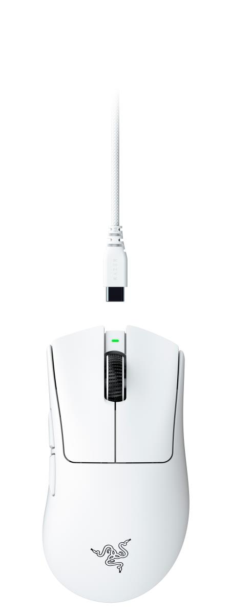 DeathAdder V4 Pro - Mouse - ergonomic - right-handed - optical - 6 buttons - wireless, wired - USB - white thumbnail