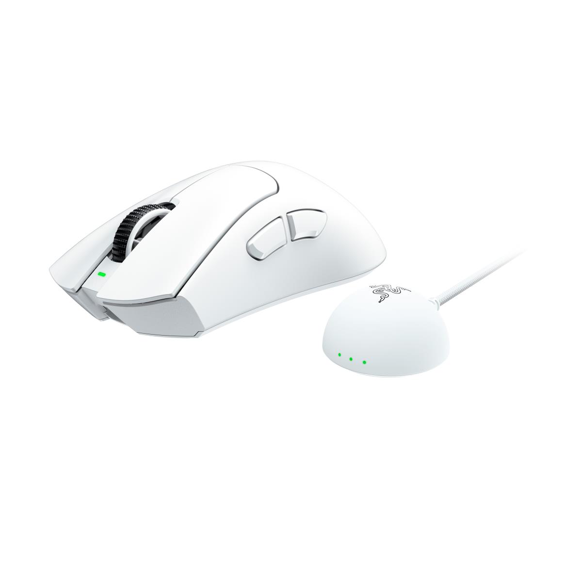 DeathAdder V4 Pro - Mouse - ergonomic - right-handed - optical - 6 buttons - wireless, wired - USB - white thumbnail