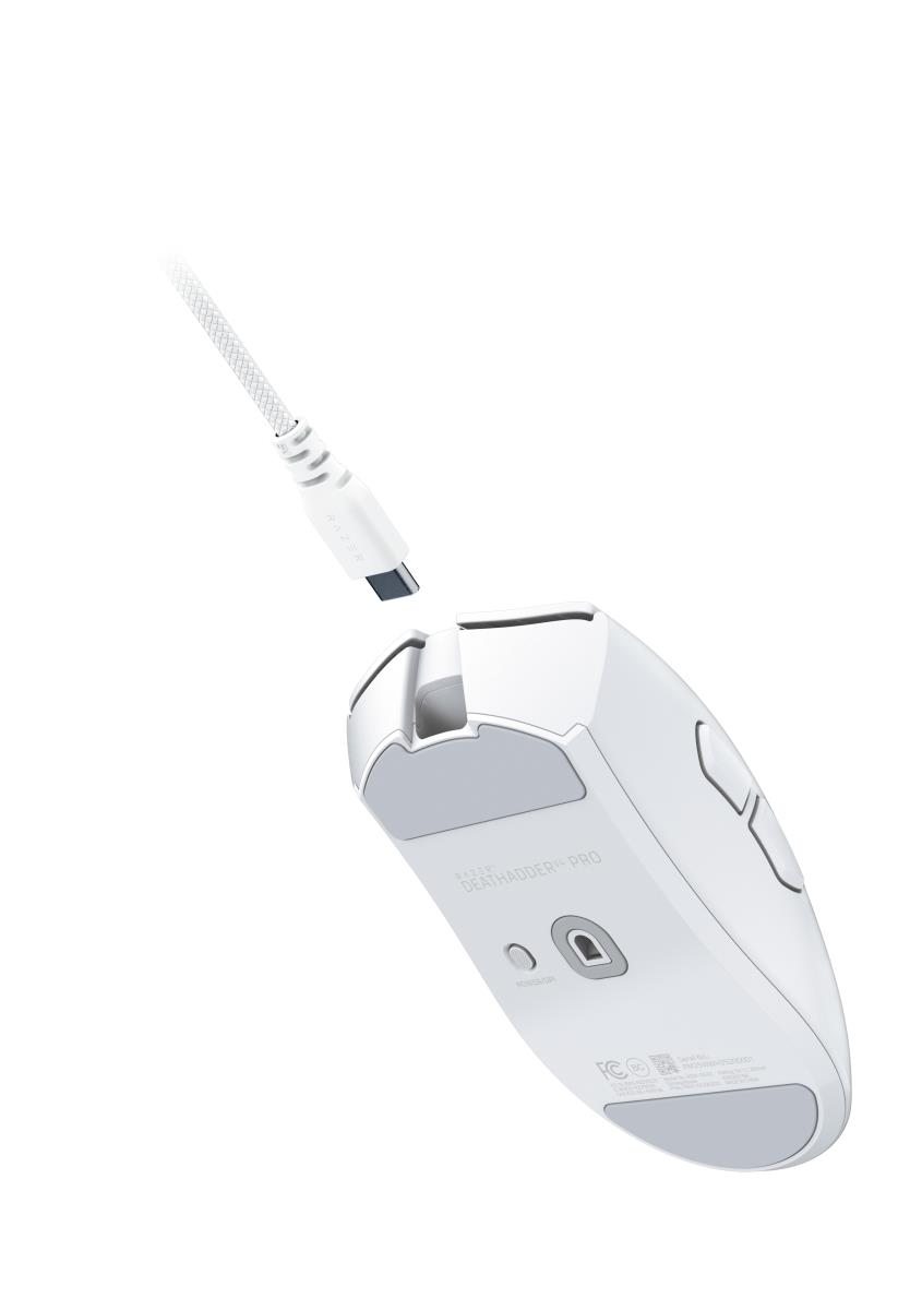 DeathAdder V4 Pro - Mouse - ergonomic - right-handed - optical - 6 buttons - wireless, wired - USB - white thumbnail