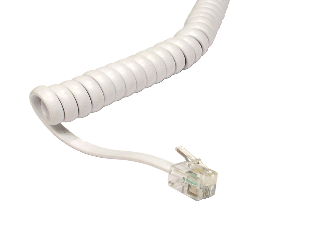 2m Coiled Handset Cord - White thumbnail