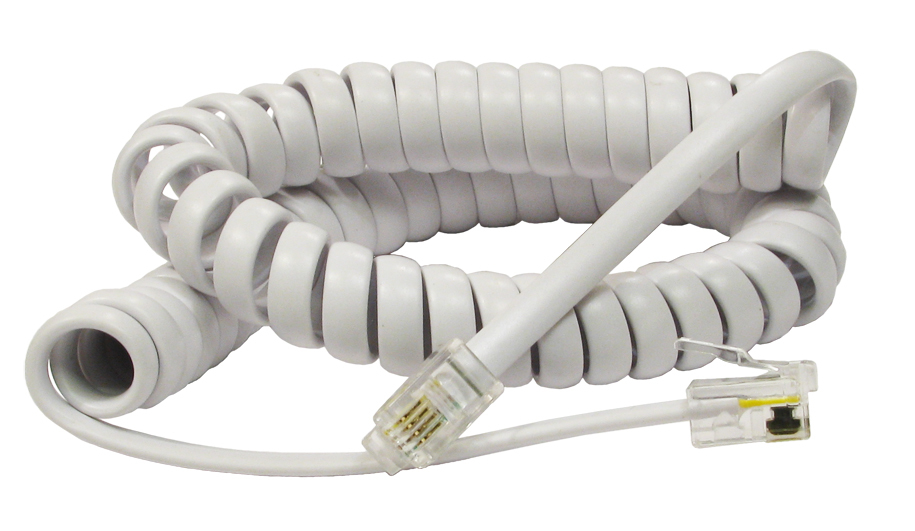2m Coiled Handset Cord - White thumbnail