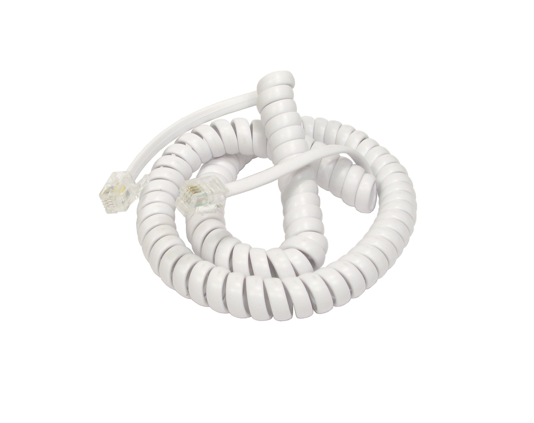 3m Coiled Handset Cord - White thumbnail