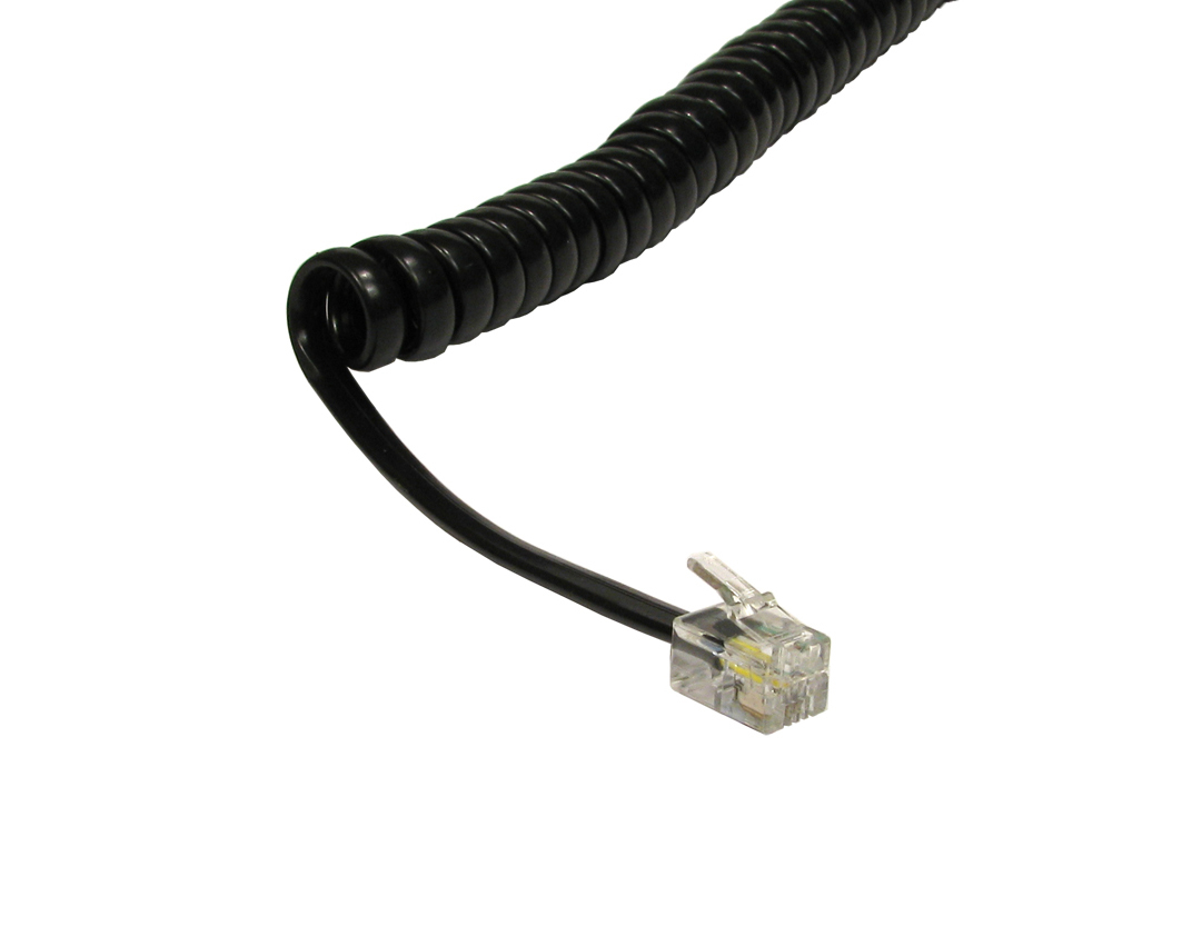 5m Coiled Handset Cord - Black thumbnail
