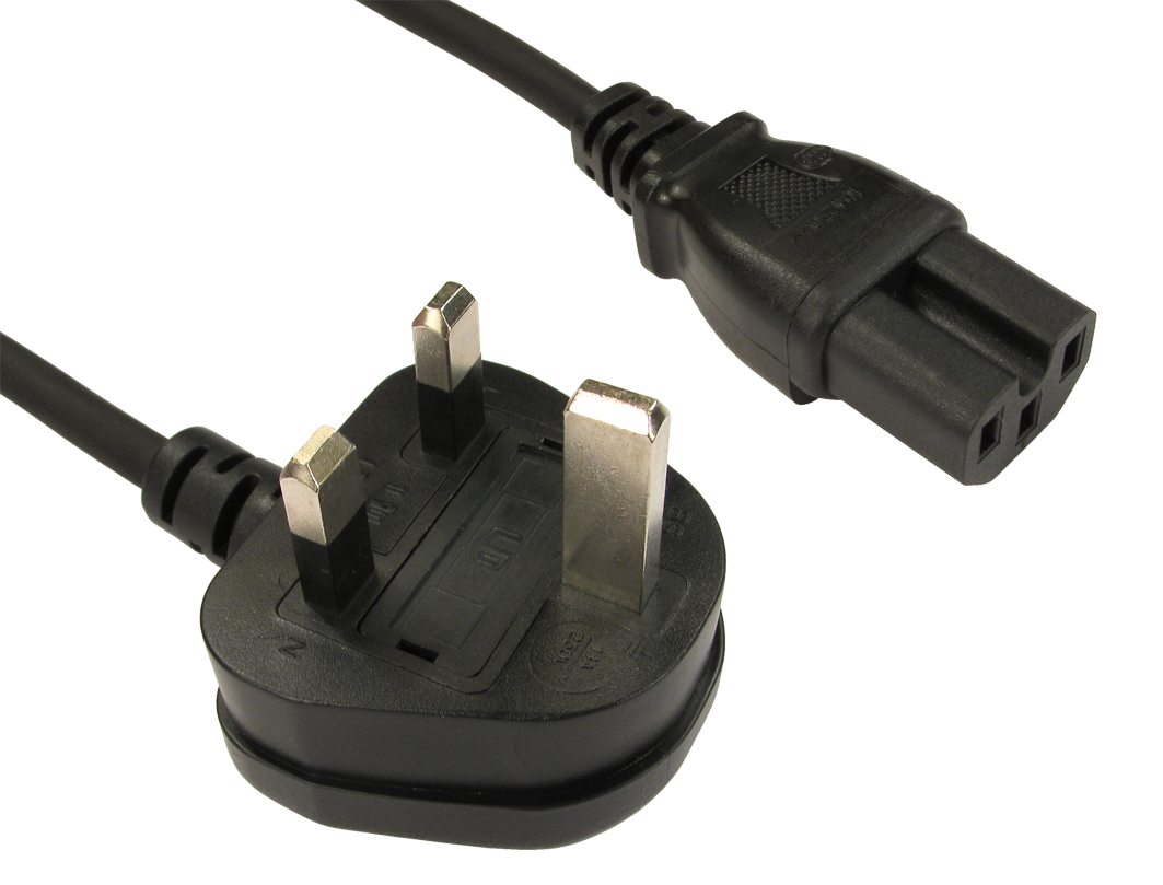 2m UK Plug to C15 Mains Lead thumbnail