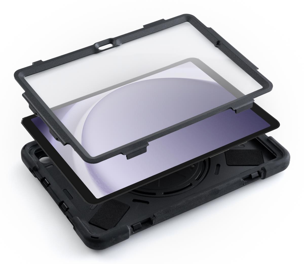 rugged case for a Samsung Tab A9+ 11; includes built in screen protector and integrated stand. thumbnail