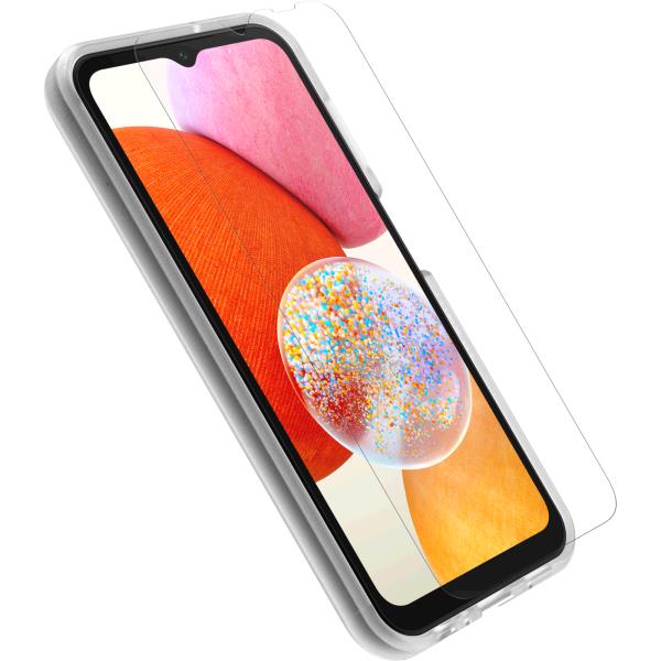 React Series - Back cover for mobile phone - clear - with Trusted Glass screen protector - for Samsung Galaxy A14 thumbnail