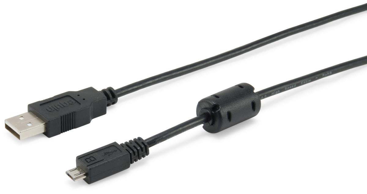 EU Product - Kabel USB-A2.0->Micro-B Ferrit    St/St  1.80m schwarz Polybeutel thumbnail