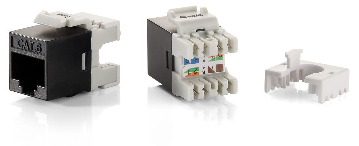 EU Product - Keystone Jack ungeschirmt Cat6  LSA schlank   8Stk  sw Polybeutel thumbnail