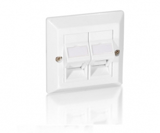 EU Product - Frontplatte 2xKeystone Jack 45� Universal      RAL9010 thumbnail