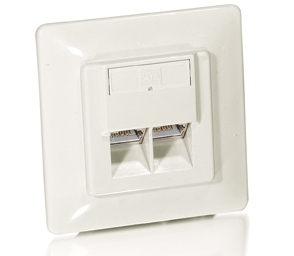 EU Product - Cat5e Unterputzdose+Frontplatte 2xRJ45 45�     RAL9010 thumbnail